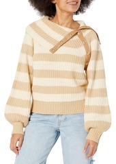 Derek Lam Collective Women's Button Neck Striped Sweater Off-White