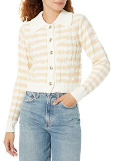 Derek Lam Collective Women's Shirt Collar Button UP Cropped Sweater TBD