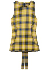 Derek Lam Woman Checked Cotton And Wool-blend Gauze Top Yellow
