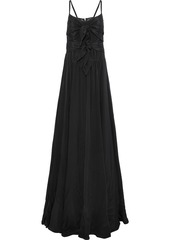 Derek Lam Woman Mesh-paneled Knotted Silk Gown Black