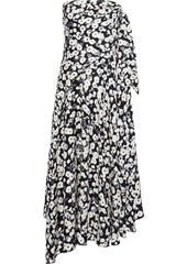 Derek Lam Woman Strapless Knotted Floral-print Silk-jacquard Midi Dress Black