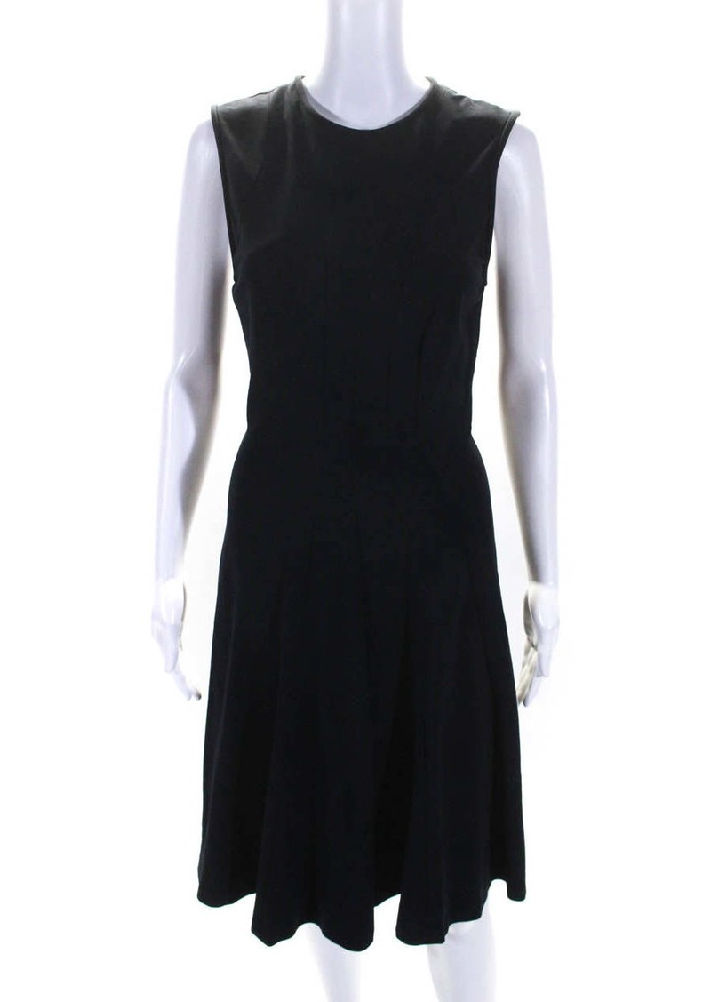 Derek Lam Womens Dark Blue Crew Neck Zip Back Sleeveless Shift Dress