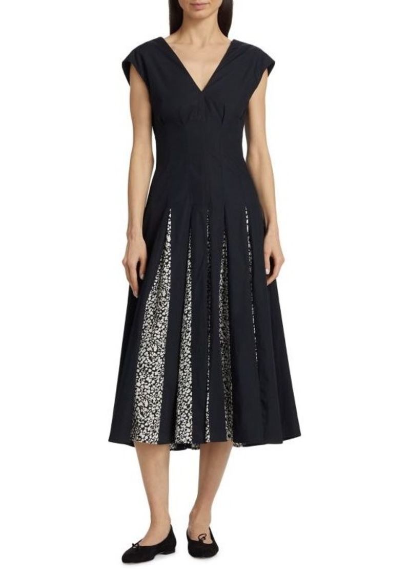 Derek Lam Ella Pleated Cotton Midi-Dress