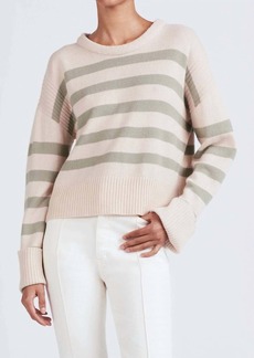 Derek Lam Farah Stripe Crewneck Sweater In Buttermilk / Sage