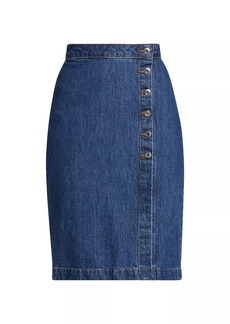 Derek Lam Felicity High-Rise Denim Knee-Length Skirt