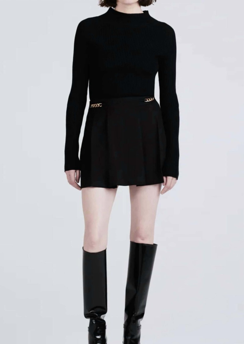 Derek Lam Filomena Knit Combo Pleated Mini Dress In Black