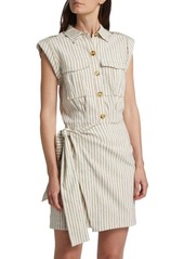 Derek Lam Giselle Striped Linen Blend Mini Wrap Dress