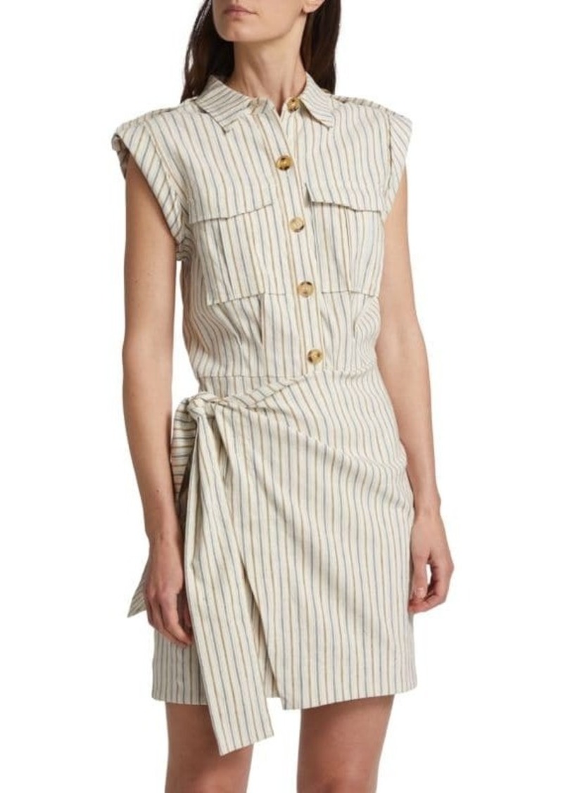 Derek Lam Giselle Striped Linen Blend Mini Wrap Dress