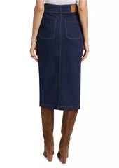 Derek Lam Jewel Denim Button-Up Midi-Skirt