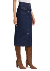 Derek Lam Jewel Denim Button-Up Midi-Skirt