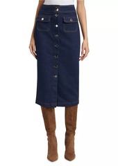 Derek Lam Jewel Denim Button-Up Midi-Skirt