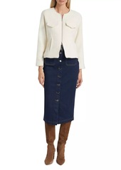 Derek Lam Jewel Denim Button-Up Midi-Skirt