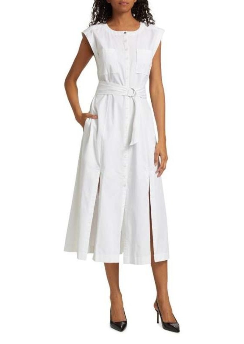 Derek Lam Karina CottonTie-Waist Sleeveless Midi-Dress