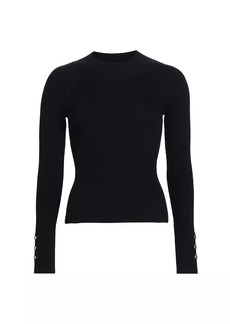Derek Lam Kassandra Rib-Knit Button-Cuff Sweater