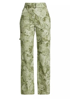Derek Lam Keanu Floral Straight-Leg Cargo Pants