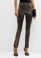 Derek Lam Kyle Metallic High Rise Split Hem Skinny Jeans