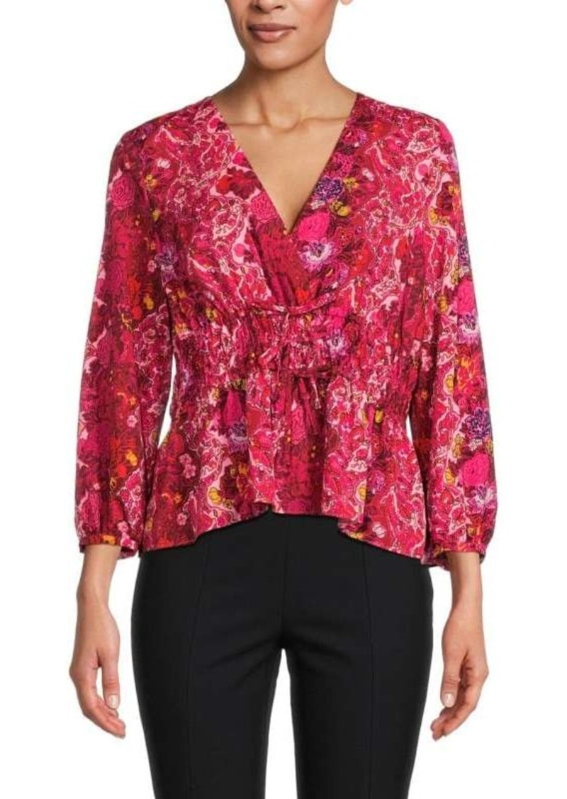 Derek Lam Lilith Floral Surplice Top