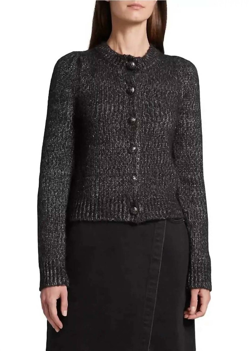 Derek Lam Lotus Puff Sleeve Cardigan In Black