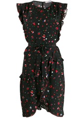 Derek Lam Lyra Belted Splatter Floral Ruffle Dress