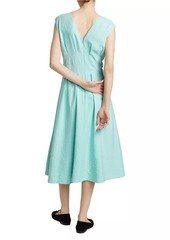 Derek Lam Marcie Cap-Sleeve Silk-Blend Midi-Dress