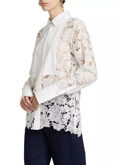 Derek Lam Megan Floral Embroidered Cotton Sheer Shirt