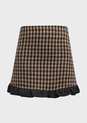 Derek Lam Natia Check Ruffle Trim Mini Skirt