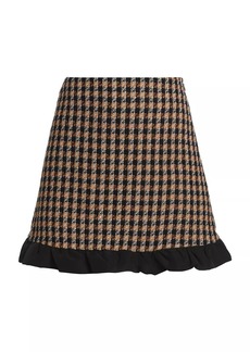 Derek Lam Natia Plaid Twisted Ruffle Trim Miniskirt