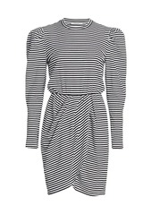Derek Lam Nyla Puff-Sleeve Stripe Cotton Dress