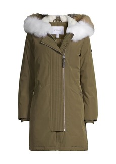 Derek Lam Nylon Fox Fur-Trim Anorak Coat