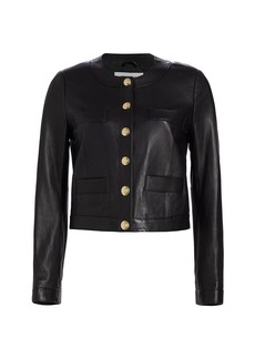 Derek Lam Penny Leather Collarless Jacket