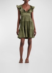 Derek Lam Persis Pleated Ruffle Mini Dress