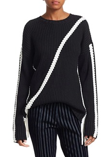 Derek Lam Ribbed Wool Braided Trim Sweater