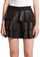 Derek Lam Ruffled Leather Mini Skirt