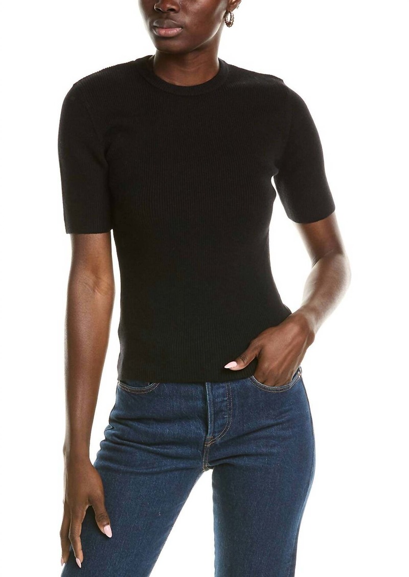 Derek Lam Salma Ribbed Short Sleeve Sweater In Black