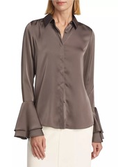 Derek Lam Selma Satin Button-Front Blouse