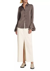 Derek Lam Selma Satin Button-Front Blouse