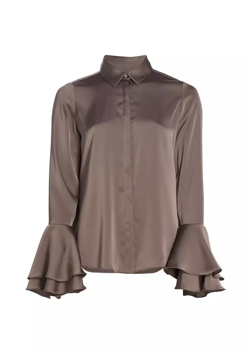 Derek Lam Selma Satin Button-Front Blouse