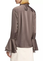 Derek Lam Selma Satin Button-Front Blouse