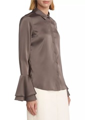 Derek Lam Selma Satin Button-Front Blouse