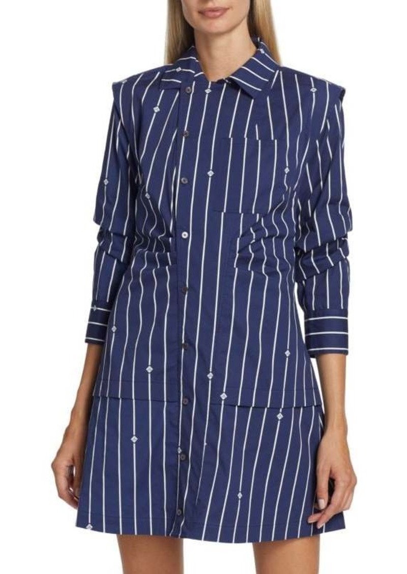 Derek Lam Solana Striped & Diamond Print Shirt Dress