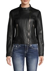 Derek Lam Tab-Collar Leather Jacket