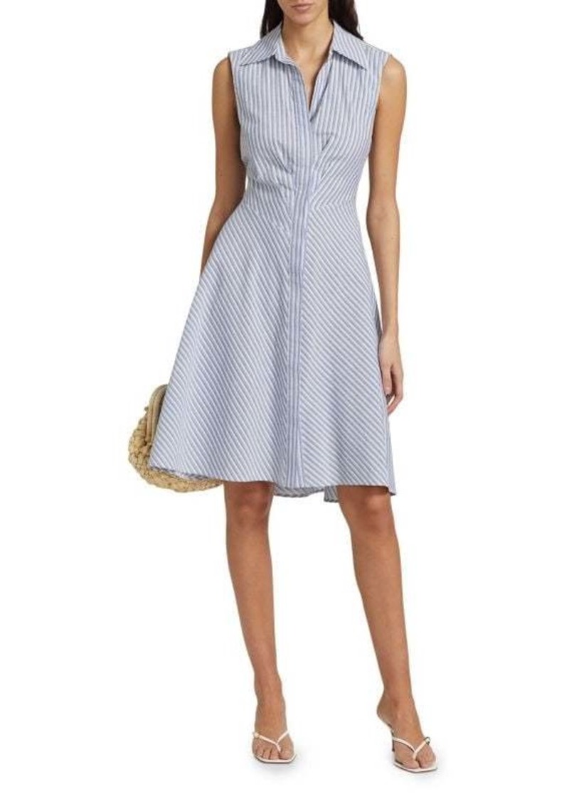 Derek Lam Themis Striped Cotton Sleeveless Shirtdress