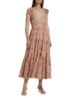 Derek Lam Timothea Floral Linen Blend Midi Dress