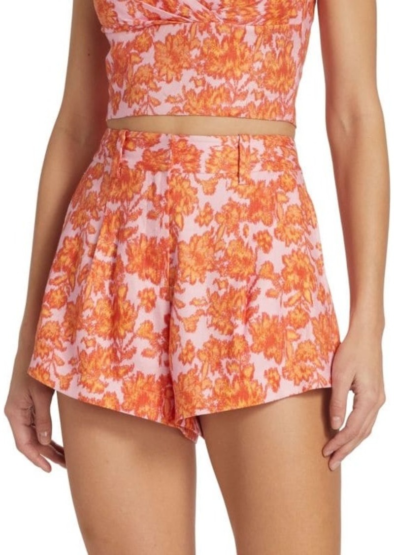 Derek Lam Vadella Floral Linen Blend Shorts