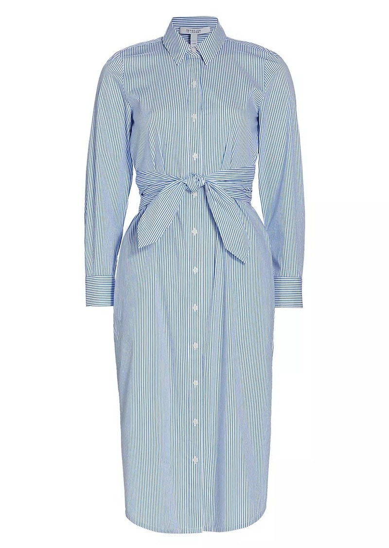 Derek Lam Veronica Striped Cotton Tie-Waist Shirtdress