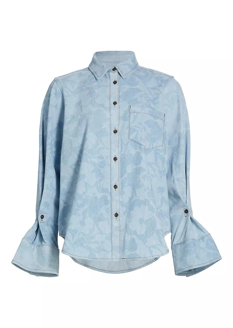 Derek Lam Wesley Floral Denim Shirt