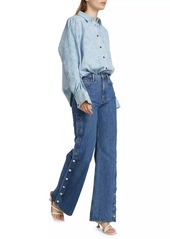 Derek Lam Wesley Floral Denim Shirt