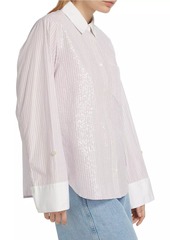 Derek Lam Wesley Sequined Striped Cotton Shirt