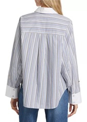 Derek Lam Wesley Striped Linen-Blend Long-Sleeve Shirt