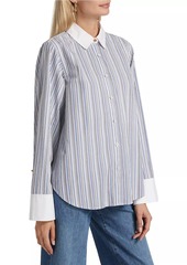 Derek Lam Wesley Striped Linen-Blend Long-Sleeve Shirt